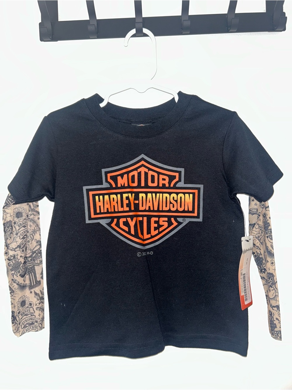 Harley Davidson Kids Black Logo Layered-Look Tee